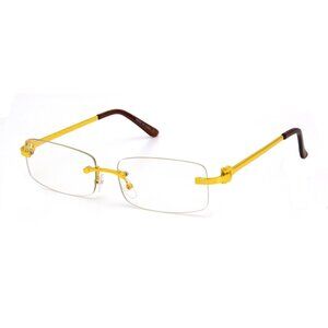 Clear Lens Men‎ Sunglasses Square Rimless Gold Frame Hip Hop Style Small Shades